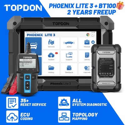 2026 TOPDON Phoenix Lite 3 Bi-Directional OBD2 Scanner Full System ECU Coding
