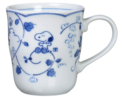 Snoopy Mug Cup Teacup Indigo arabesque Grape Porcelain Made in Japan Licensed