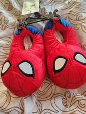 Official Licensed Marvel SpiderMan Plush House Slippers Children's Size 5-6 NWT