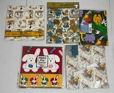 Vintage Lot of Wrapping Paper Gift Wrap Children Birthday Celebration Flat Fold