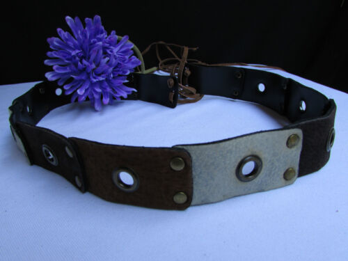 Nuevo Elegante Mujer Blanco Marrón ante Sintética Varios Agujeros Tie Moda Belt - Imagen 5 de 12