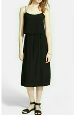 MADEWELL Dress 2 Pure Silk Spaghetti Strap Lined Midi Camisole Overlay Black