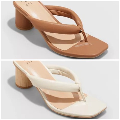 A New Day Elvie Heeled Slip-on Mule Sandal Shoes Cream or Brown Choose Size