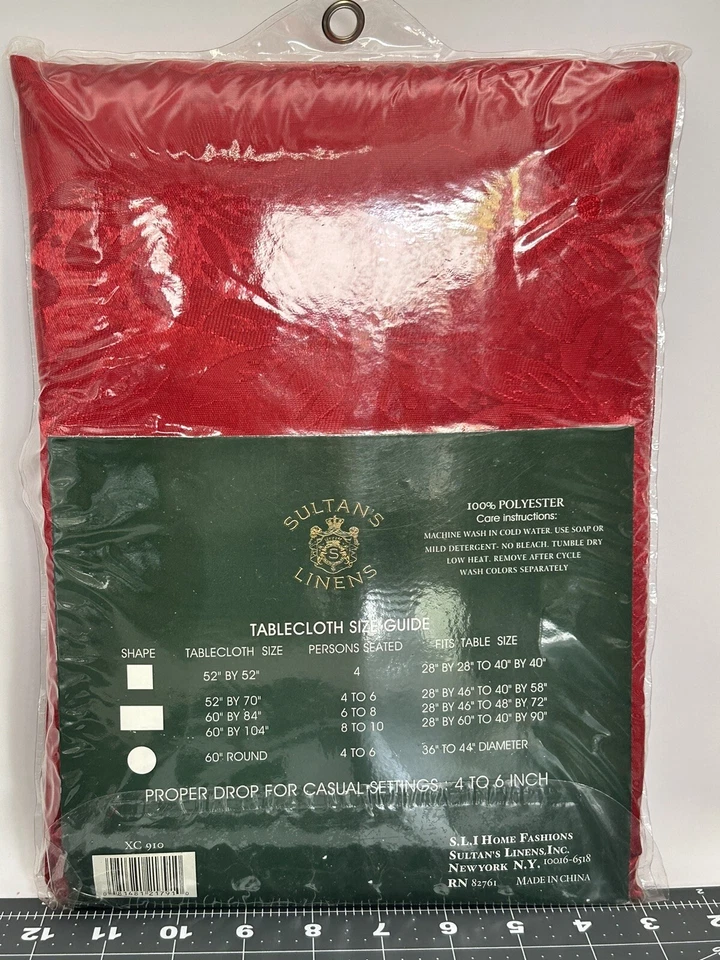 New Sultan's Linens RED Poinsetta Holiday Tablecloth 60" By 104" - Image 4 of 4