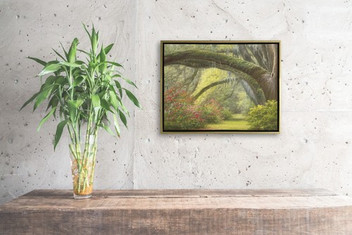 Hungryartist - Pintura al óleo original de un bosque de flores sobre lienzo 12x16 enmarcado - Imagen 2 de 6