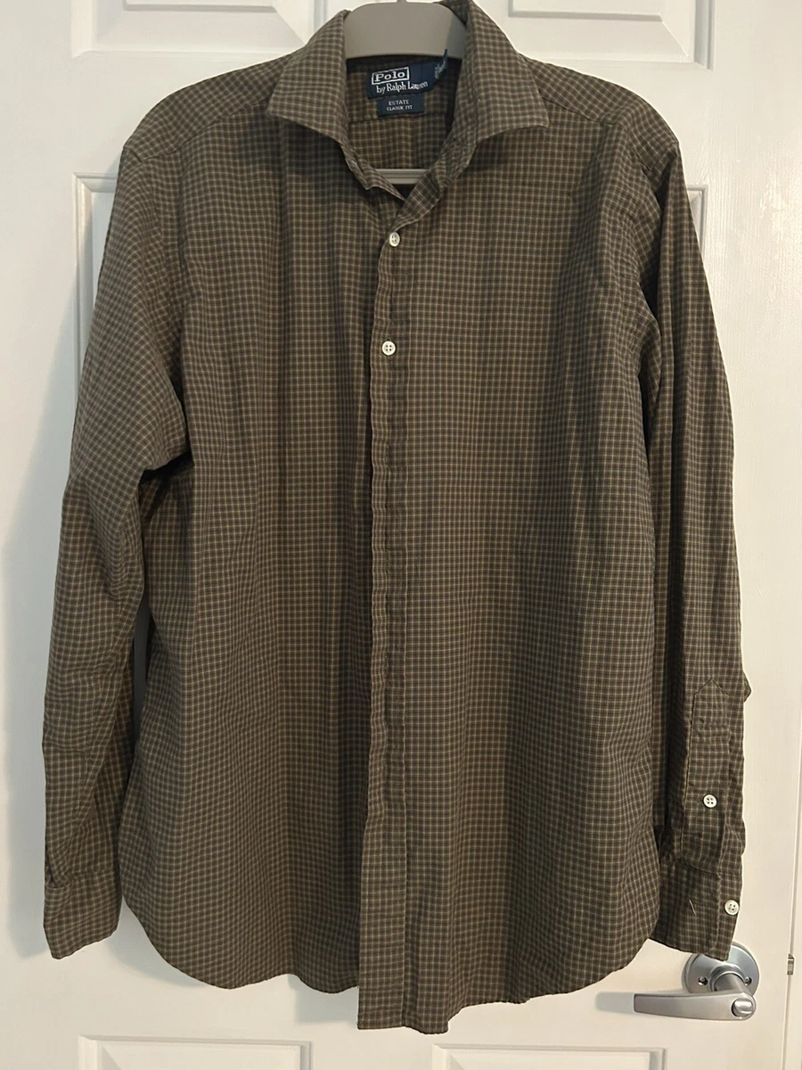 brown plaid polo shirt