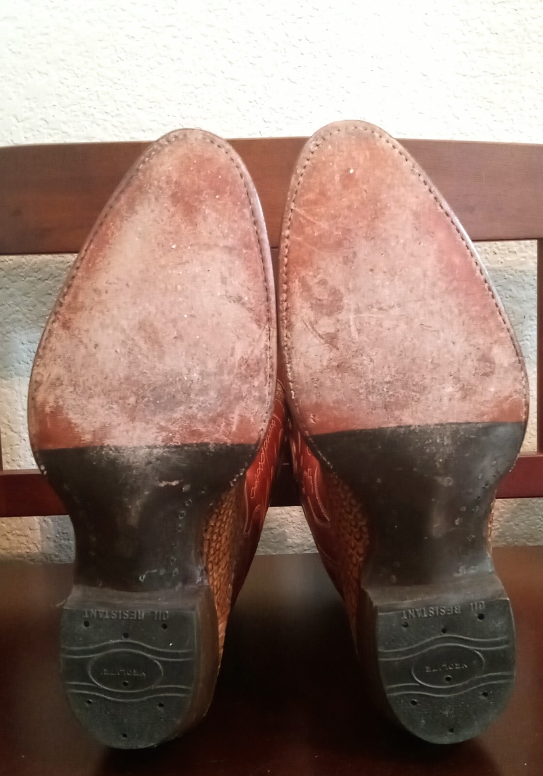*Rare* Vintage Hondo Men's Cowboy Boots Orange/Brown Genuine Cobra Size 8.5 D