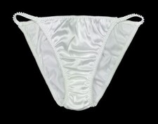 Classic Satin String Bikini White Pearl S