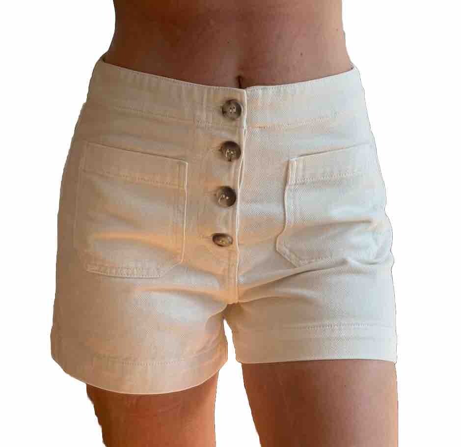 Reformation Eloise Short Ivory High Waist Organic Cotton S 27