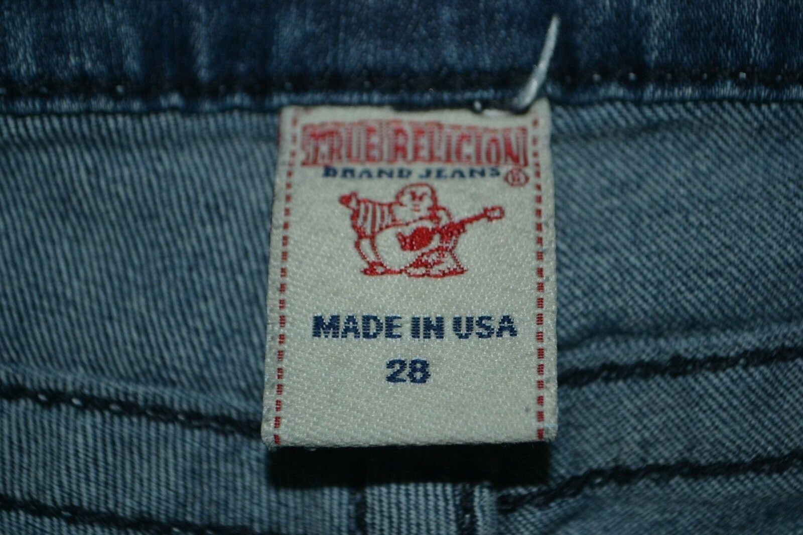 True Religion Women's Straight Embroidered Logo Pocket Flaps Blue Jeans Sz 28x34 thumbnail 9