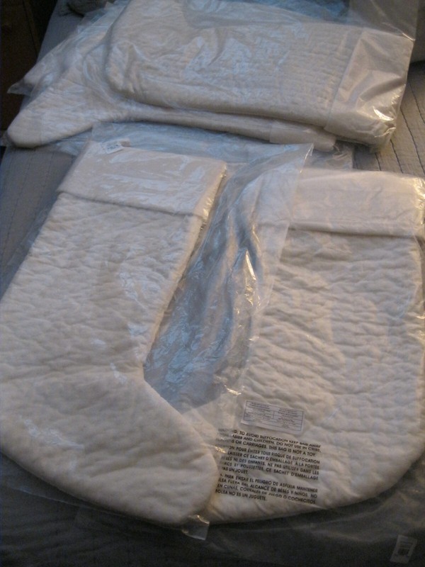 NWT POTTERY BARN QUILTED IVORY STOCKING 6 TOTAL CHRISTMAS SIZE LARGE