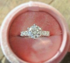 Massiver 14 K Weißgold 2,50 kt Rundschliff Diamant Verlobungsring simulierte ...