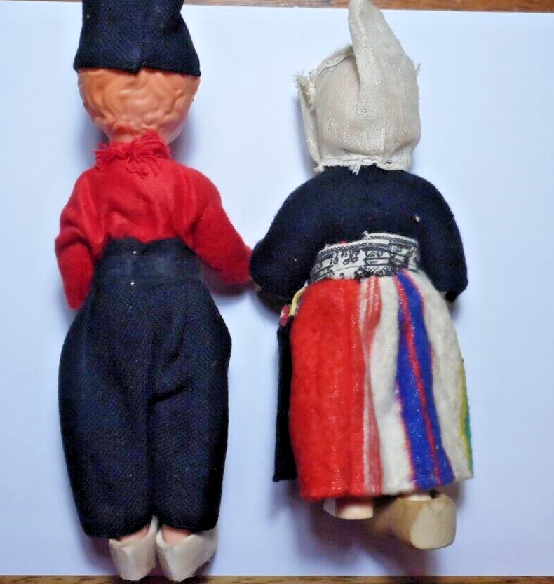 Vintage Dutch national costume doll boy girl pair plastic dolls from