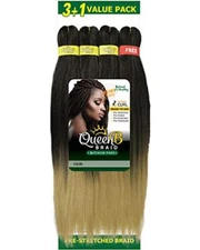 URBAN BEAUTY Queen B 3 + 1 VALUE PACK PRE-STRETCHED BRAIDING HAIR 50" MULTIPACK