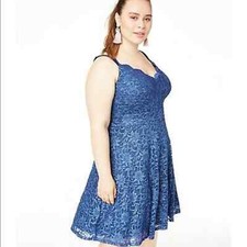 Teeze Me Trendy Plus Size Metallic Lace Fit & Flare Dress sz 18