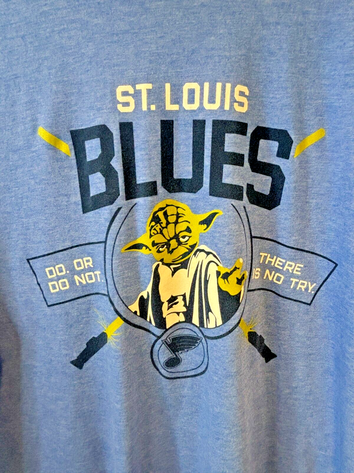 Star Wars Yoda St Louis Blues Hockey Big Logo TShirt Tee NHL Adult