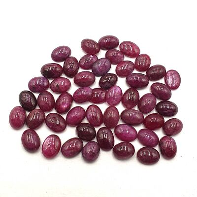 Natural Ruby Oval Cabochon Loose Stone Lot 5*6-5*7.5 MM 20 CT 17 Pcs