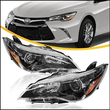 Black Headlights Headlamp For 2015 2016 2017 Toyota Camry LE SE XLE XSE PAIR