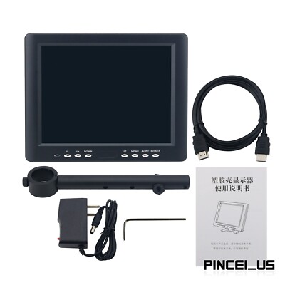 8'' TFT Monitor 1024x768 Microscope LED Screen IPS Display w/ 32mm/1.3'' Metal Arm