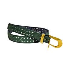 Women's Evergreen Flower Cutouts Genuine Suede Leather Belt Size L  Made in USA