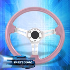 Universal 350mm 14 Heavy Duty Chrome Center Steel Deep Dish Pink Steering Wheel Universal 350mm 14 Heavy Duty Chrome Center Steel Deep Dish Pink Steering Wheel