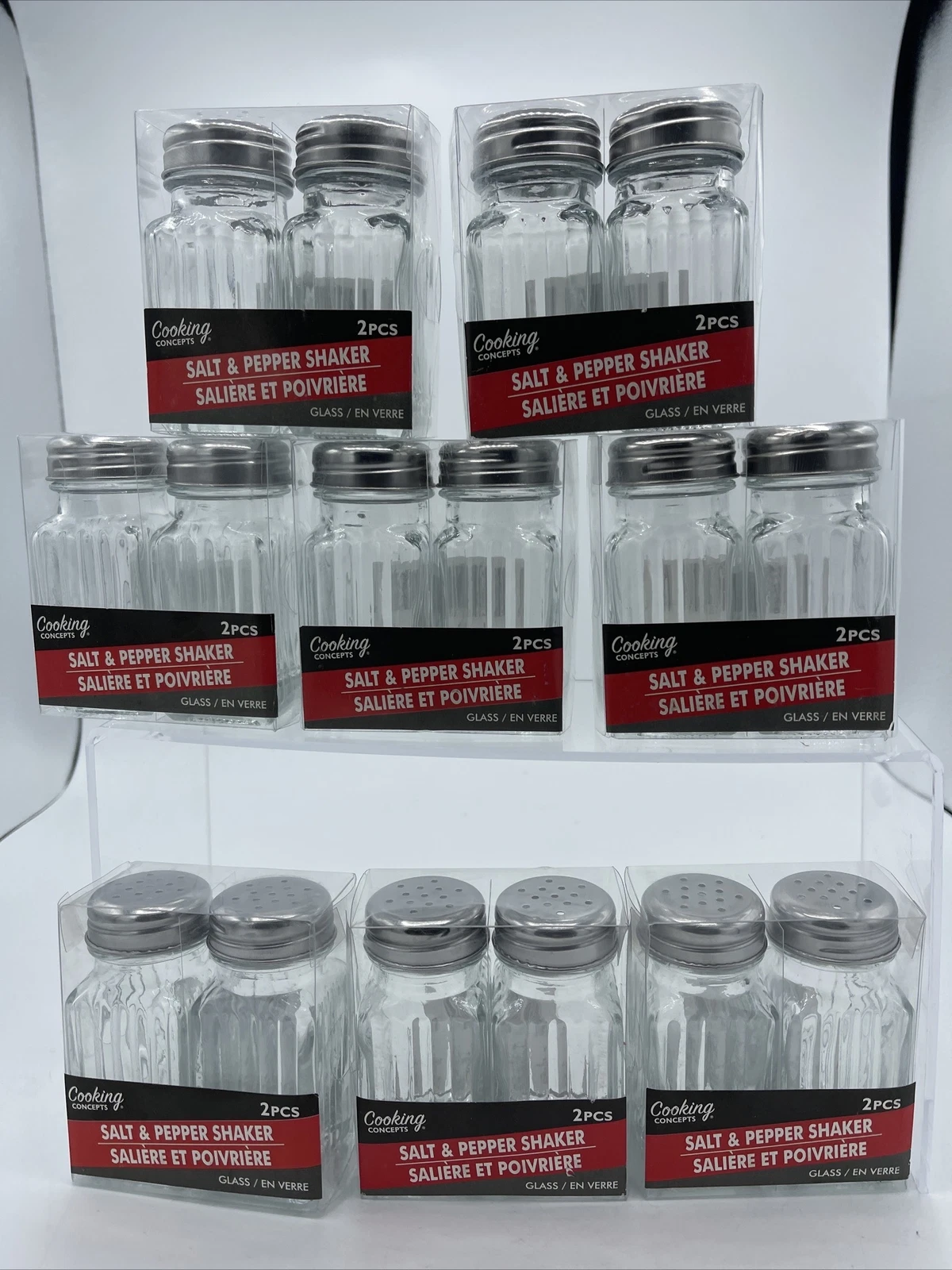 8 Sets Dining Room Restaurant Glass Bottle Salt Pepper Shakers COOKING CONCEPTS