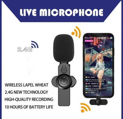 NEU Kabelloses Lavalier Mikrofon Mikro für Android Vlog Live Stream 