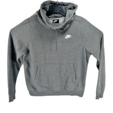 Nike Women's Gray Medium Pullover Hoodie Mock Neck Drawstring Kangaroo Pocket