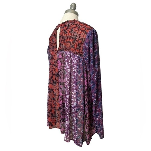 Free People Merrie Mix RARE Print Long Sleeve Oversized Tunic Size XS - Picture 6 of 13