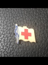 Vintage American Red Cross Flag Fold Over Tab Lapel Pin
