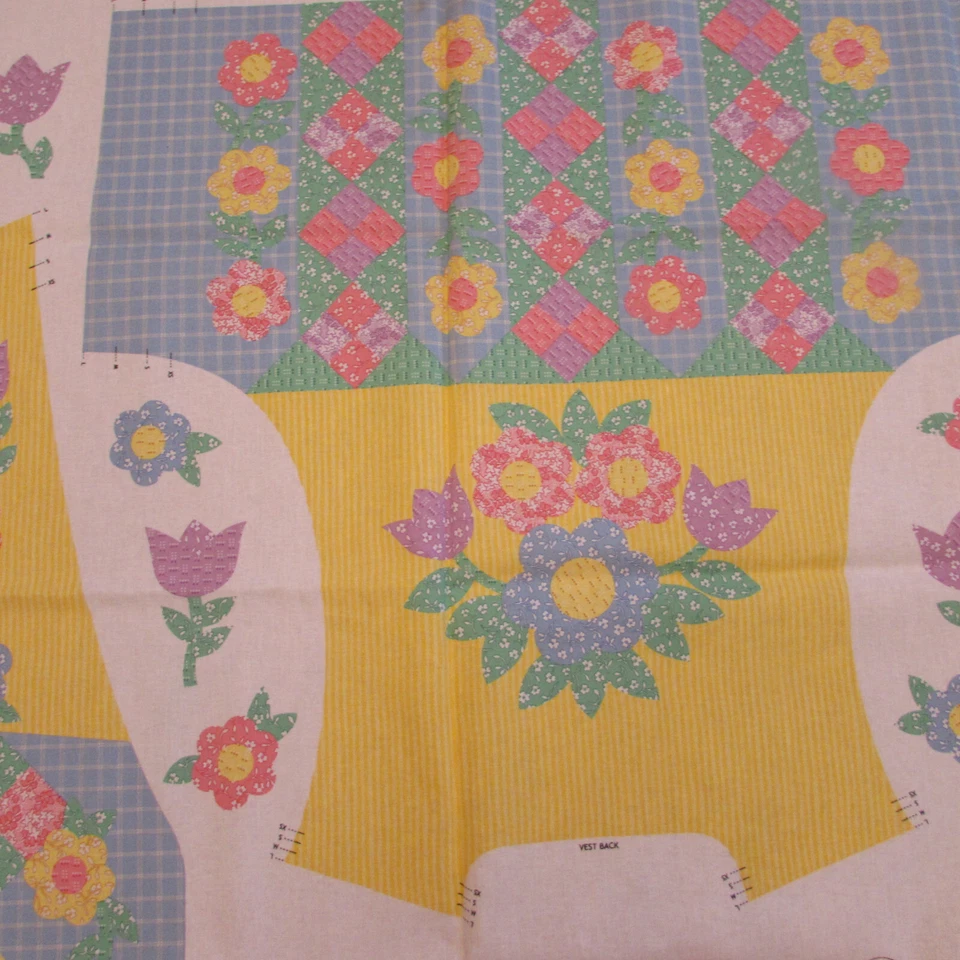 Vintage Cranston V.I.P. Panel FLOWER BASKET VEST Easter Spring Sewing - Image 4 of 4