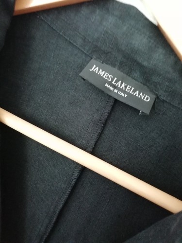 James Lakeland Italy O/S Black Button Up 100% Linen Dress Lagenlook Tunic Boxy - Picture 5 of 13