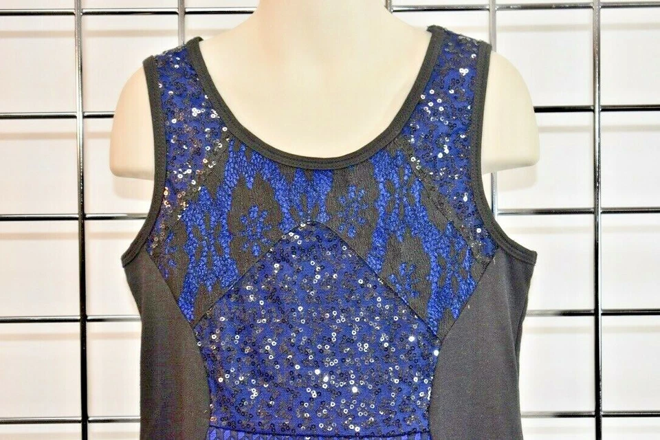 Hanna Banana 黑色蓝色亮片女孩花式连衣裙 8 码出售 df — 第 2/4 张图片