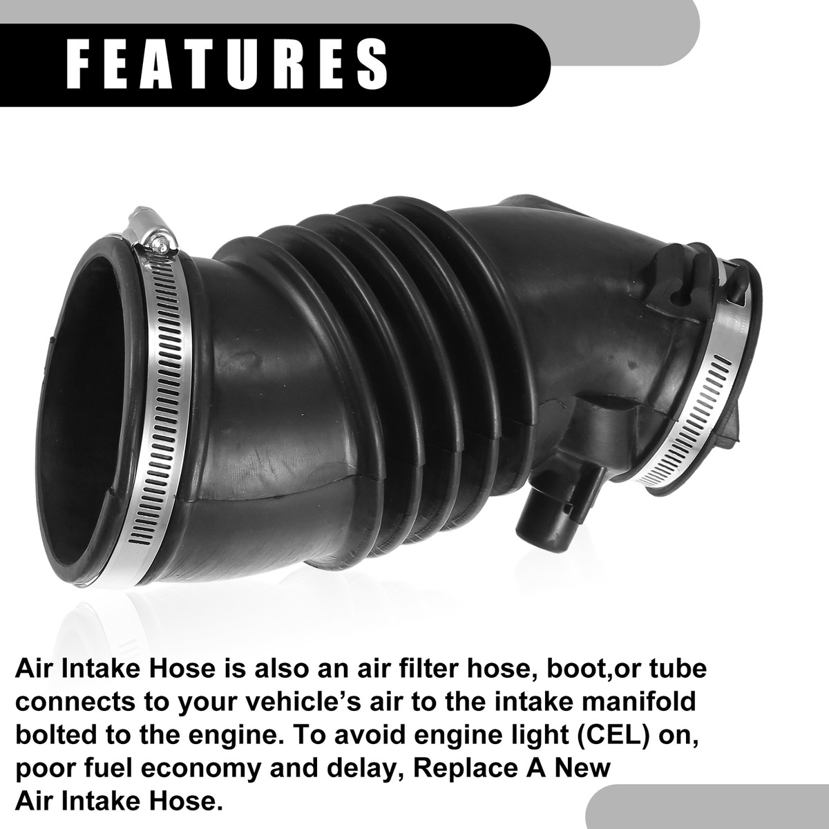 17228-RN0-R00 Air Intake Hose Tube With Clamps - Compatible With 2009-2015 Honda Pilot - View #4
