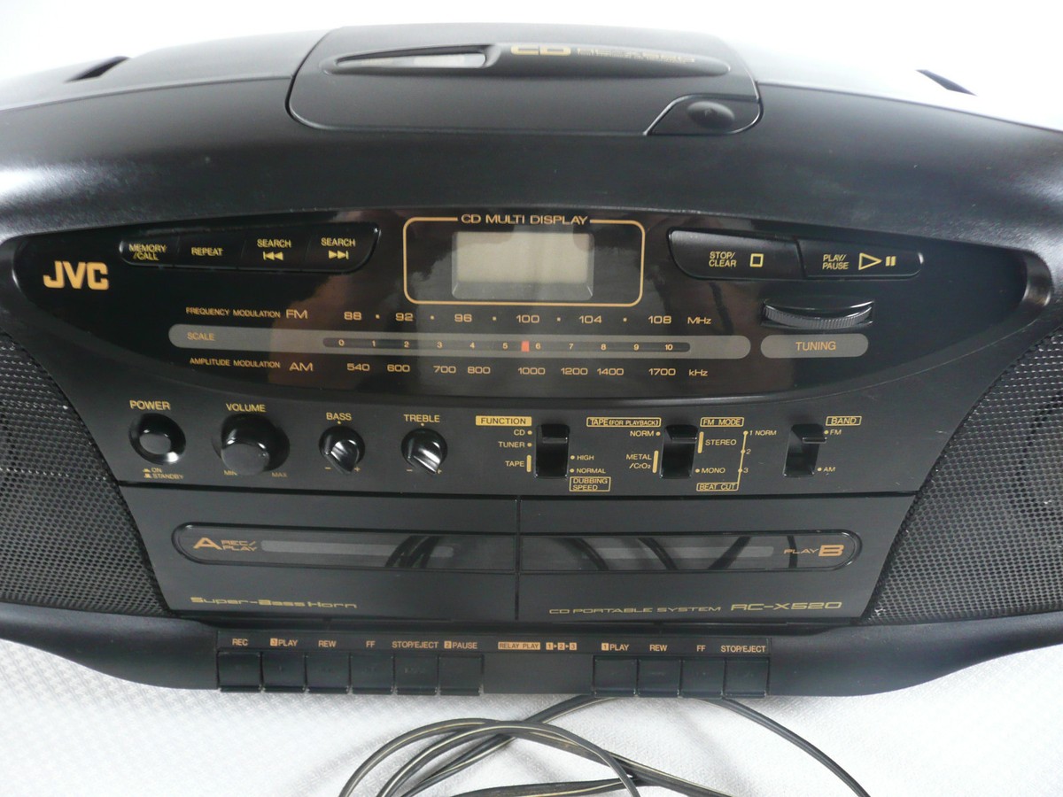 JVC RC-X520 Portable Stereo AM/FM CD Dual Cassette (no RW/FF