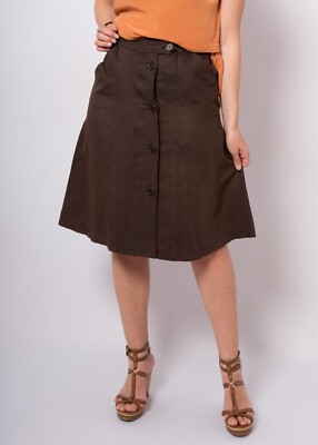 ASPESI Linen Button Up Skirt with Pockets W 30 Medium Size