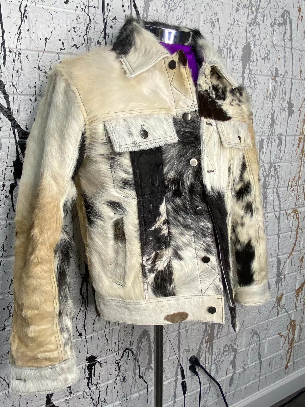 PONY Giacca pelle di mucca pelo di mucca originale donna stampa animalier giacca pelle di cavallo