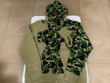 Authentic a bathing ape bape abc camo patchwork full zip hoodie men L new green