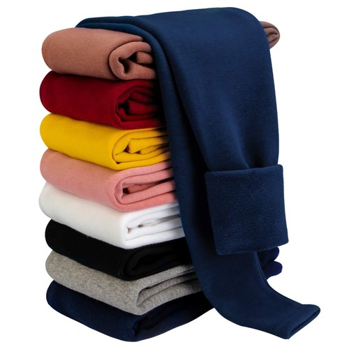 Girls Winter Leggings Fleece Lined Kids Basic Pants for 7-8 Years Navy