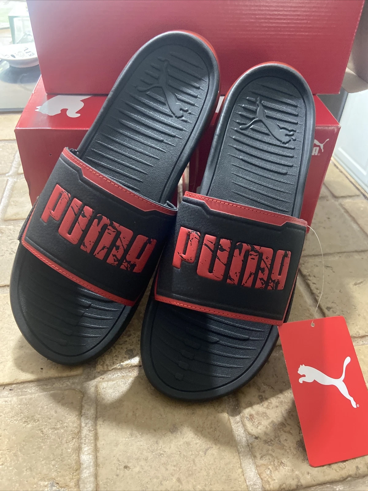 PUMA Ciabatta Uomo Viz Cat Slide Taglia 12 2023Design Nero Rosso Nuova Con Scatola
