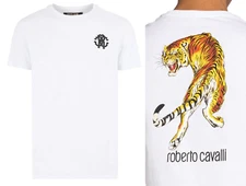 Roberto Cavalli Firenze Tiger Logo Print Luxury Crew Neck T-Shirt Top Quality