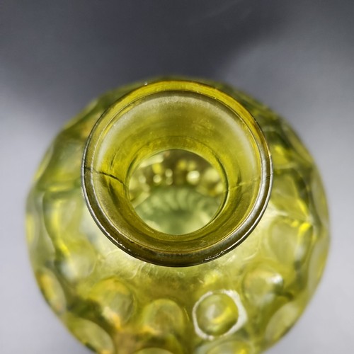 Yellow Globe Vase Centerpiece Thumbprint Recycled Glass Vidrios San Miguel Spain - Picture 3 of 15