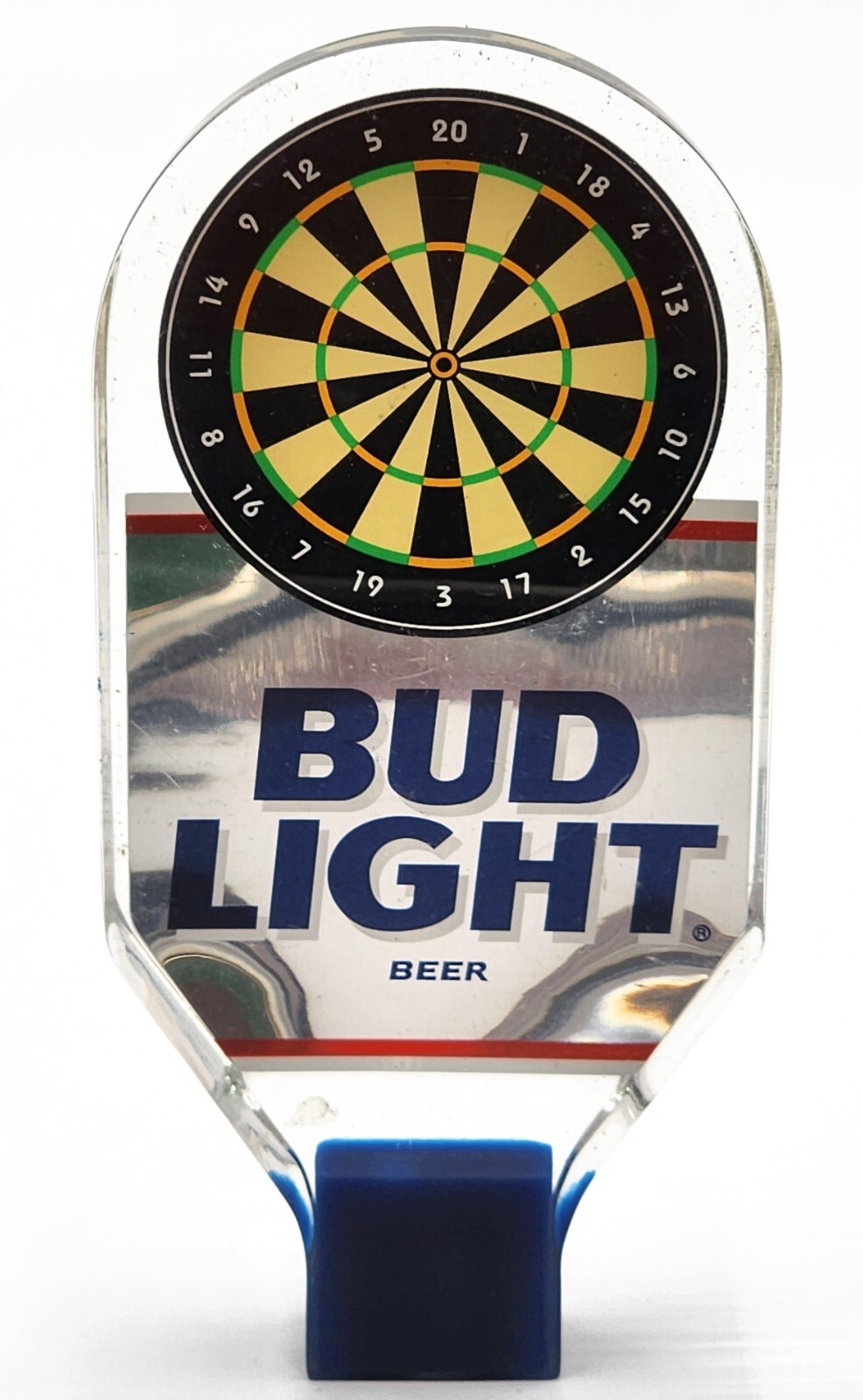 Bud Light Budweiser Beer Acrylic Lucite Dart Board Tap Handle Darts Clear 6.5 in