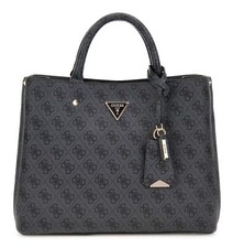 Image of GUESS handbag Meridian II Girlfriend Satchel Bag Coal Logo