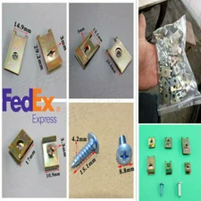 100Pcs U Type Mixed Car Door Panel Fastener Fixed Screw Gasket Fender Metal Clip