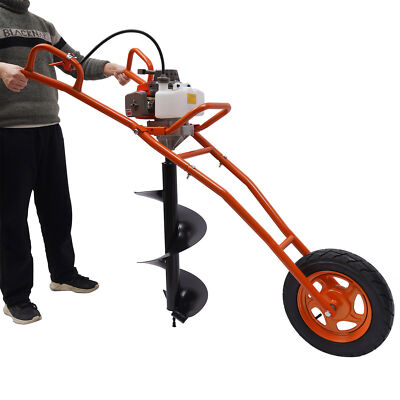11'' Bit Post Hole Digger Gas Powered 63cc 3hp Hand Push Earth Auger Ground Drill
