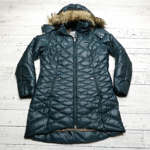 Eddie Bauer Jacket Womens Large Green Premium Goose Down Long Puffer Coat