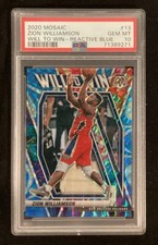 2020-21 Panini Mosaic Zion Williamson Will to Win Reactive Blue /99 PSA 10 Pop 2