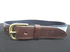 EUC Vineyard Vines Shep  Ian Blue  Pink Plaid Canvas Brass Buckle Belt Men 28