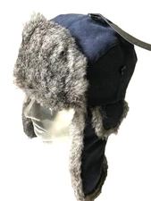 NWT BLOOMINGDALES RABBIT FUR TROOPER HAT $90 RETAIL SIZE M